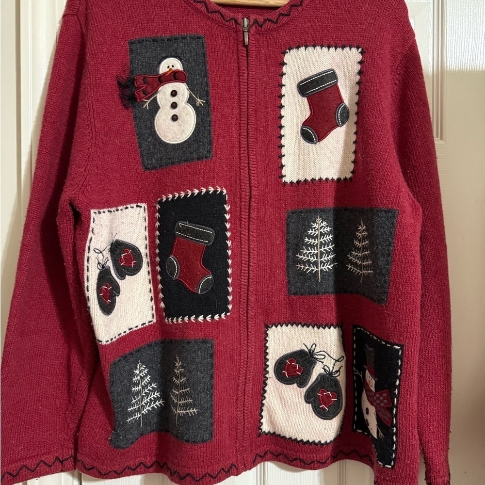Croft & Barrow Wool Blend Holiday Cardigan - Size 1X - Picture 3 of 11